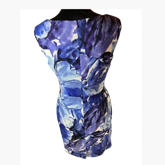 Connected Apparel Blue Floral Print Sleeveless Sheath Casual Dress  Size 6  EUC - Picture 5 of 10